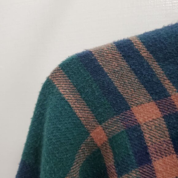 American Eagle Women's Green Orange Plaid Soft Flannel Cotton LS Button Up Top L - Picture 2 of 8